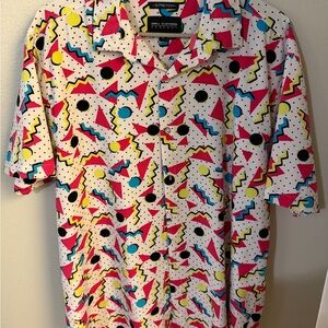 Streets Ahead Men's 80’s 90’s Colorful Geometric Shirt